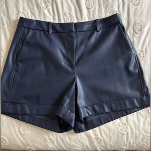J Crew faux leather navy high rise shorts, size 14